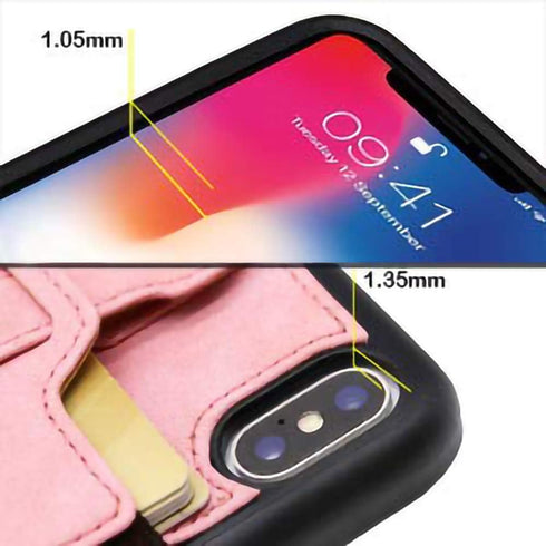 TOOVREN Phone Case for iPhone X/Xs Wallet Case Phone Lanyard Neck Strap for iPhone Xs / 10 Protective Case with Stand Leather PU Card Holder Adjus...